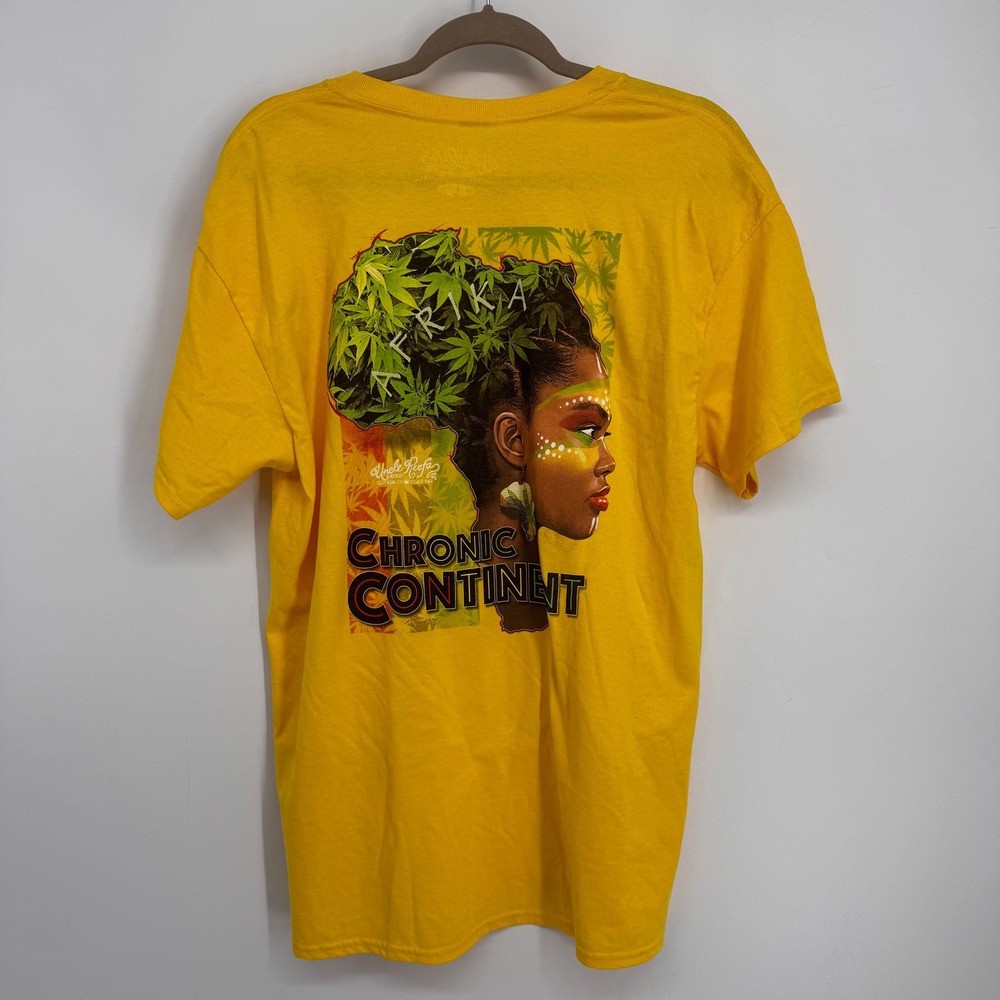 Uncle Reefa Graphic Tee Mens Large Yellow Chronic‎ Continent Afrika Streetwear